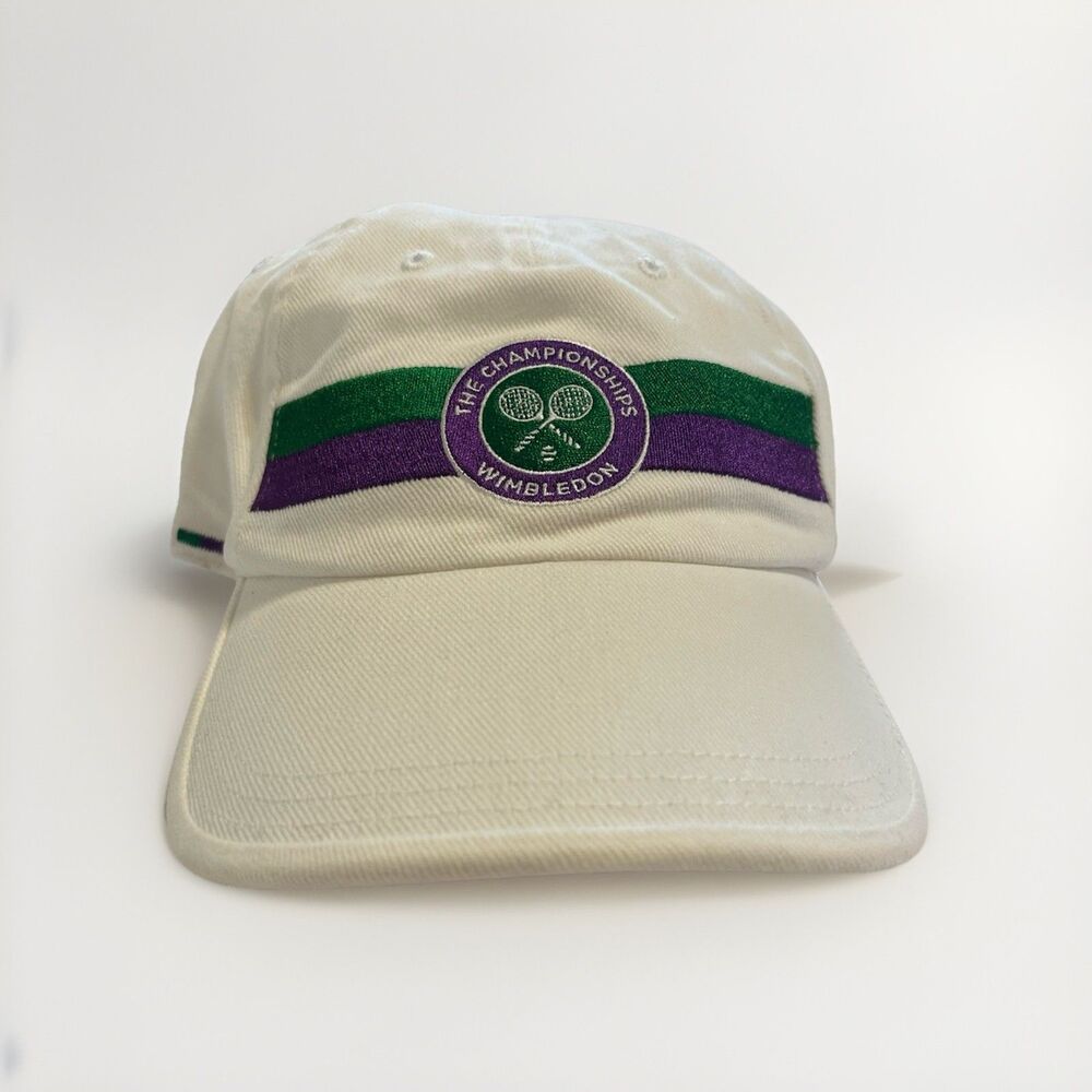Wimbledon The Championships Adjustable Unisex Cotton Cap White Green Purple Tags